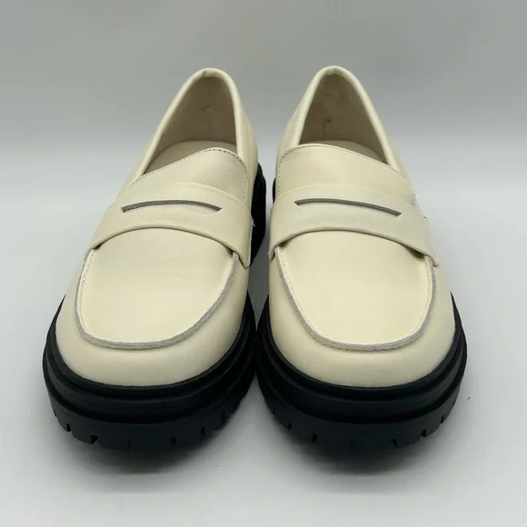 Quince Italian Leather Lug Sole Loafers Bone Ivory Platform Shoes Size 6.5 NWB - Picture 6 of 11